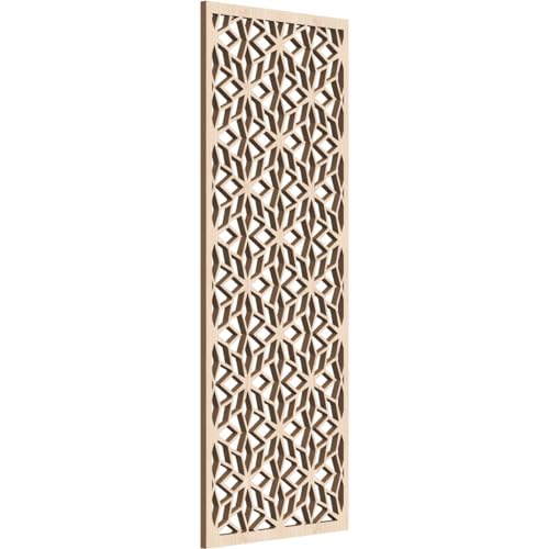 Image of Lake Decorative Pierced Fretwork Wood Wall Panels, 9 3 /8 inchW x 24 3 /8 inchH x 1 /4 inchT, Red Oak