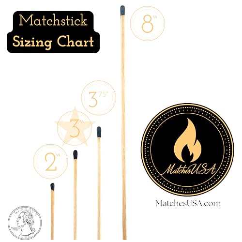 Image of 500 Count - 3 inch Long Black Color Matches | Three Inch Coloful Loose Wooden Safety Match Sticks for Candle Display | Refill Decorative Jar Holder Bottle | Striker Included
