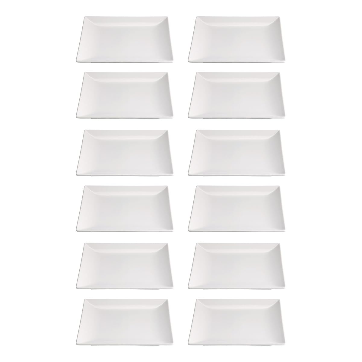 Lot de 12 assiettes carrés LAURA, assiette plates pour service de table en porcelaine blanche - Longueur 18 x largeur 18 x Hauteur 1,7 cm