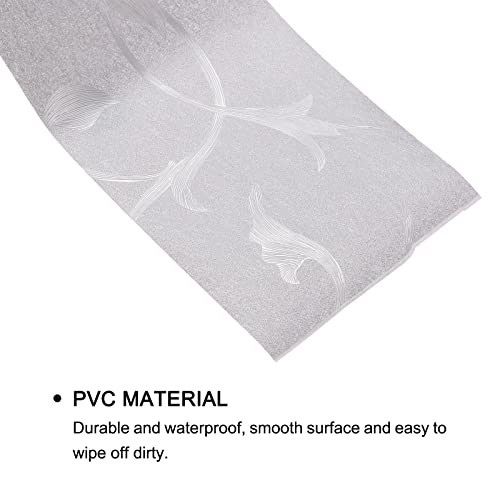 Image of uxcell Waterproof Peel and Stick Decorative Tape Self Adhesive 3.15 inch W x 16.4'L PVC Removable Tape for Wall Edge Silver Tone with Pattern