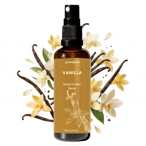 Vanilla Room, Linen & Pillow Spray by Aromafume | 100ml/3.38 fl oz | with Pure Vanilla Essential Oil | Aromatherapy Spray for Relaxation, Sleep & Stress Relief | Mist for Bedding, Fabrics