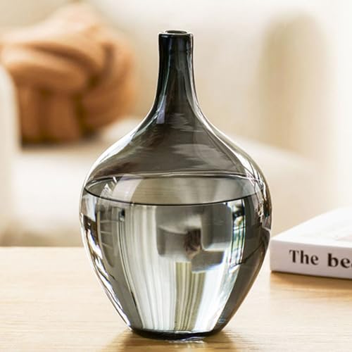XIUWOUG 29CM Hoch Glasvase Schwarz für Tischdeko,Blumenvase Glas Groß,Dekorative Vase für Pampasgras, Klarglas Vase für Moderne Wohnkultur,Indoor Dekoration,Groß