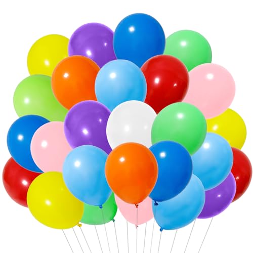 100 Stück Bunte Luftballons, Luftballons Geburtstag, Luftballons Hochzeit, Luftballons Bunt, Kinder Party Deko für Geburtstagsdeko Hochzeit Taufe Deko Partydeko Deko Geburtstag