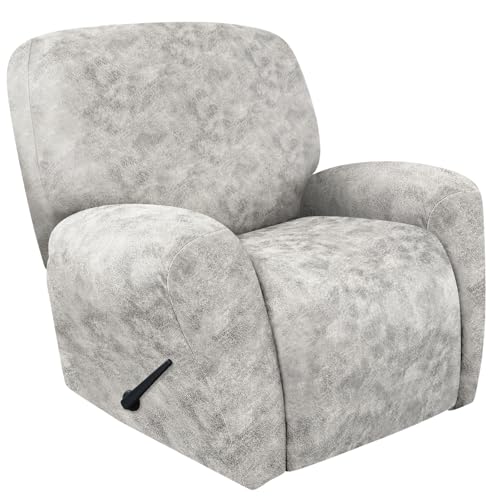 Image of ANARACHON Recliner Chair Covers Leather Look, 4 Pieces Recliner Covers Non Slip, Soft Slipcovers for Large Recliners, Furniture Protector Washable for Pets (1 Seater, 03 Light Beige)