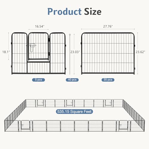 Image of DUMOS Dog Playpen 24 Inch 40 Panels Indoor Outdoor Metal Pet Fence | Foldable Dog Play Pen with Door, Portable Exercise, RV Camping, Puppy Small Dogs