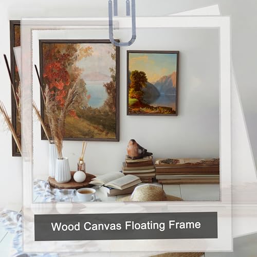 Image of CANFRAVAS 11x14 Solid Wood Canvas Floater Frame, Wood Canvas Floating Frame, Floater Frame for 0.6 inch-0.8 inch Deep Canvas Paintings (11 inchx14 inch, Dark Brown)