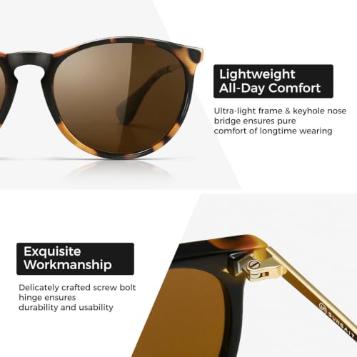 Image of SUNGAIT Premium Vintage Round Sunglasses for Women Men Classic Retro Trendy Style