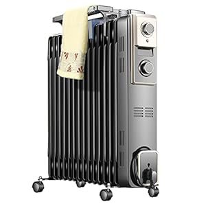 Elektrische olieverwarmer 2200 W, oliegevulde radiatorverwarming voor thuiskantoor, 3 warmte-instellingen, tat, bescherming tegen oververhitting, veiligheidsuitschakeling, zwart