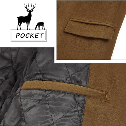 Image of ELETOP Men's Wool Trench Coat Winter Business Long Overcoat | Quilted Lined Warm Pea Coat, Business Casual, Notch Collar, Wool Blend