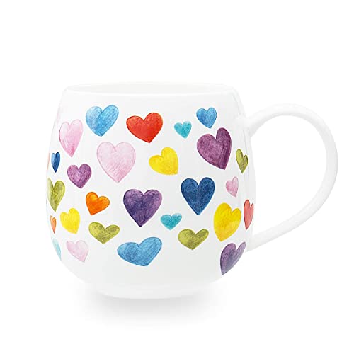 Glen Mila 13Oz Cute Coffee Mugs For Women Bone China Coffee Mug Cute Mugs Christmas Mugs Birthday Gifts For Mom Friends (Pink Oval) #TOP26