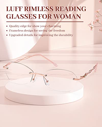 LUFF Rimless Reading Glasses for women men Blue light blocking lightweight metal classic computer readers Anti Eyestrain - Image 2