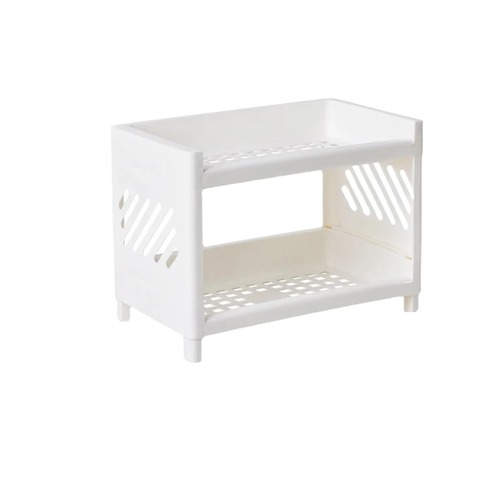 organisateur bureau Desktop Double-layer Plastic Storage Rack Office Stationery And Cosmetics Box Kitchen Bathroom(White 3pcs)
