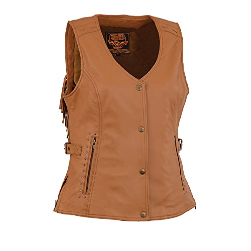 Milwaukee Leather MLL4566 Ladies Fringed Leather Saddle Snap Front Vest - 5X-Large