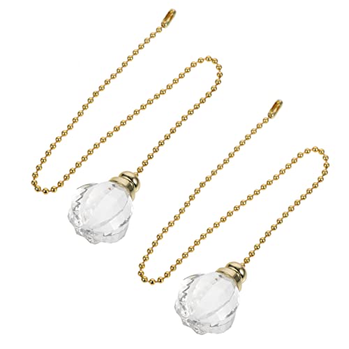 Image of Outanaya 2Pcs Crystal Beaded Ceiling Fan Pull Chains Decorative Pull Chain with Connector for Ceiling Fans and Light Fixtures Modern Style Extension with Eye-catching Visual Effect