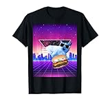 Aesthetic Cat Burger Synthwave T-Shirt