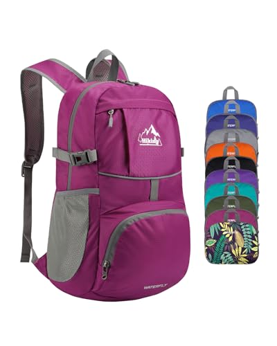 WATERFLY 25L Foldable Waterproof Hiking Backpack Rose Red