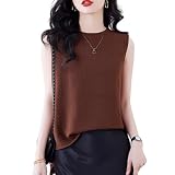 [GORQQCE] Tシャツ レディース トップス ノースリーブ 丸首 ブラウス 麻 スリット 薄手 無地 着痩せ シンプル 快適 スリット 通気性 カジュアル 普段着 通勤 春 夏