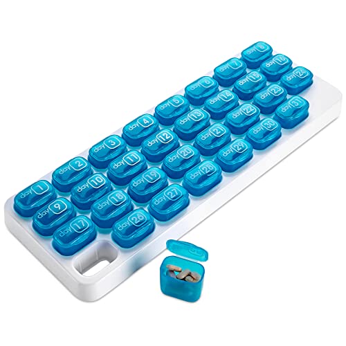 Maandelijkse Pill Organizer - 31 dagen Pill Organizer met grote verwijderbare medicatie Pods, draagbare pillendoosje en houder voor dagelijkse medicijnen en vitaminen, zeer geschikt voor reizen door MEDca