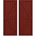 Ekena Millwork ARW102BF621X78MRH Americraft Six Exterior Real Wood Two Equal Panel Framed Board-n-Batten Shutters w/Double Z-Bar (Per Pair), 21"W x 78"H, Pepper Red