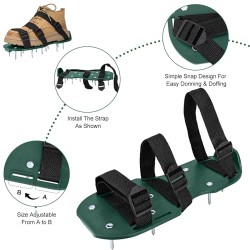 Lawn Aerator Shoes Grass Aeration Shoes for Grass with Free-Installation Heavy Duty Spiked Aerating Sandals Adjustable Strap Spike Aerator Shoes Soil Yard Aerator Tool for Yard Patio Lawn Garden Care 2 Lawn Aerator Shoes Grass Aeration Shoes for Grass with Free-Installation Heavy Duty Spiked Aerating Sandals Adjustable Strap Spike Aerator Shoes Soil Yard Aerator Tool for Yard Patio Lawn Garden Care - Image 2
