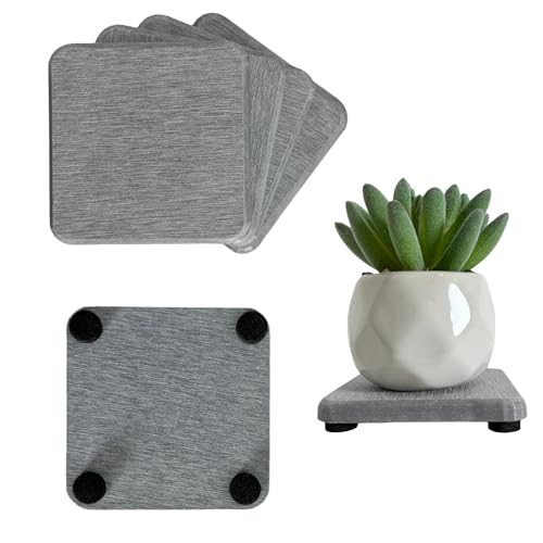 NiuYichee 4PCS Water Absorbent Stone Coasters, Quick-Drying Diatomite Soap Dish, Stone Soap Trays for Kitchen & Bathroom Sink, 3.15 x 3.15in, Grey