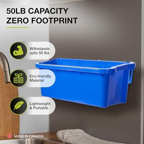 Recycle Bin Wall Mount (2 Pack), Garage Organizer, Blue Bin Hanger - 2