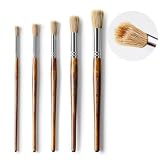 Fuumuui Texture Paint Brush Set, 5Pcs Hollow Natural Hog Split Bristle Flat Artist Paint Brushes for Watercolor, Gouache, Acrylic and Oil, Textured Canvas Creation for Beginners & Professional