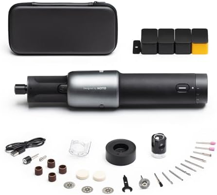 HOTO 4V Cordless Rotary Tool Kit, Powerful Engraving Pen, 25000RPM, 5 Variable Speed, 35 Accessories, LED Light, USB-C Rechargeable, for 3D Printer Sanding, Polishing, Drilling, Carving, DIY Crafts