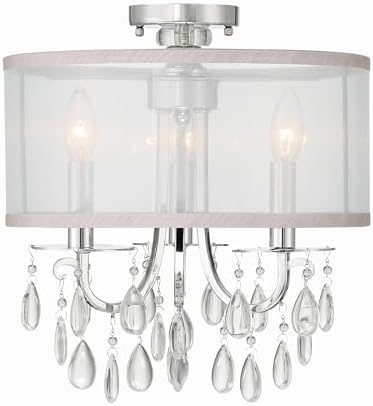 Crystorama Hampton 3 Light Polished Chrome Semi Flush Mount