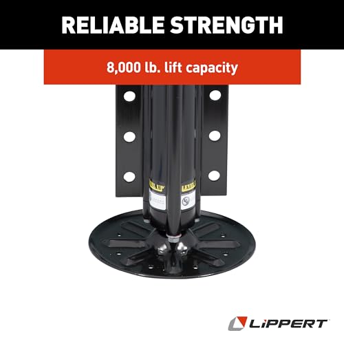Lippert Level Up Gen I Replacement Hydraulic Landing Gear Jack for 5th Wheel RVs and Travel Trailers, 8,000-lbs. Capacity, Aluminum, 9\" Diameter Footpad, 21-7/16\" Retracted Height - 195860