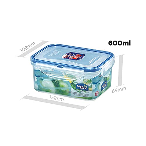Image of LocknLock Classics Rectangular Food Container with Leak Proof Locking Lid, 600ml, Plastic