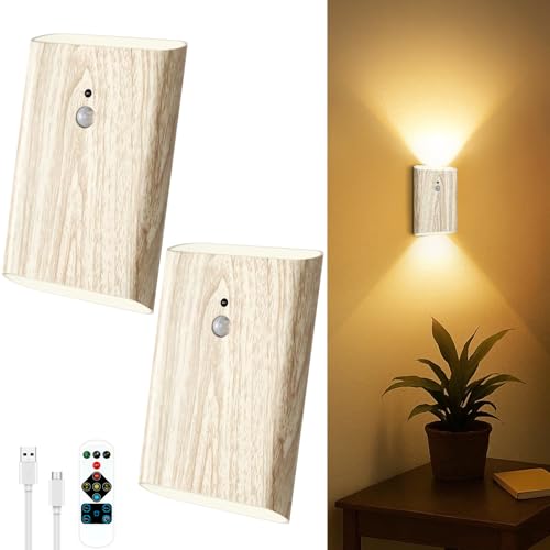 Toowell Applique murale rechargeable à piles 3 couleurs avec détecteur de température et de mouvement - Lampe murale d'intérieur à intensité variable...