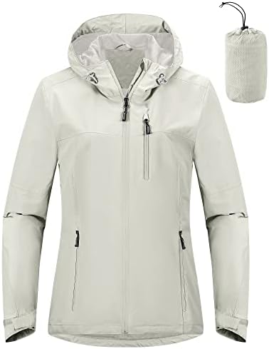 Outdoor Ventures Damen Regenjacke Wasserdicht Packbar Wanderjacke Kapuze | 10000mm Wassersäule, Atmungsaktiv Mesh-Futter, Unterarmbelüftung, Leichte Funktionsjacke Outdoorjacke Fah