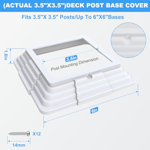 Base de postes 4x4 blanca para barandillas de escaleras y balcones 2