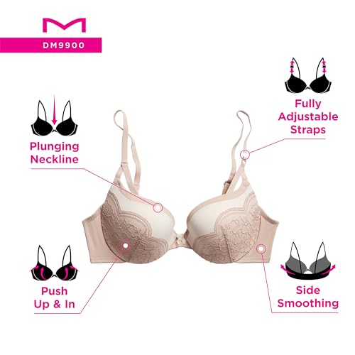 Image of Maidenform Women's Push-Up Bra, Love The Lift Lace Demi Push-Up Bras for Women, Smoothing, Underwire, Convertible Straps