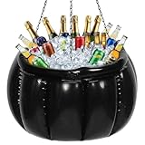 oinpaya Inflatable Cauldron Cooler, Large Witches Cauldron Drink Holder for Spooky Party Decorations, Blow Up Ice Bucket for Beer Soda Juice, Giant Witch Themed Yard Outdoor Prop, Halloween Black