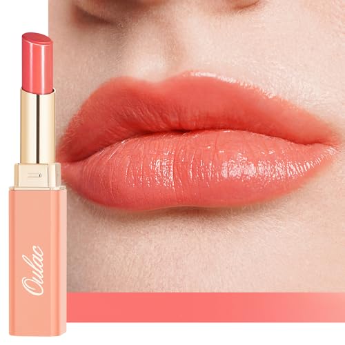 Oulac Living Coral Lipstick - Moisture Shine Hydrating Lipstick & Tinted Lip Balm for Dry Lips, Medium Coverage Lip Colour | Juicy Look, Glossy Finish, Vegan, Cruelty-Free, Coral Rhythm (18)