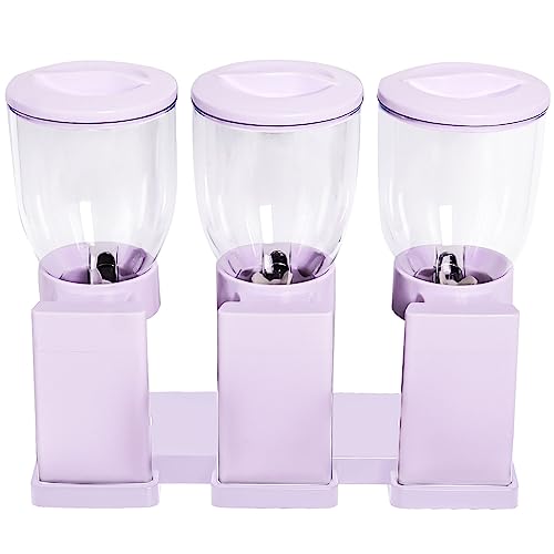 Triple Canister Dry Food Cereal Dispenser Countertop Triple Food Dispenser Cereal Containers Storage Dispenser For Candy Nut Grain Snack Granola (Plastic) #TOP5