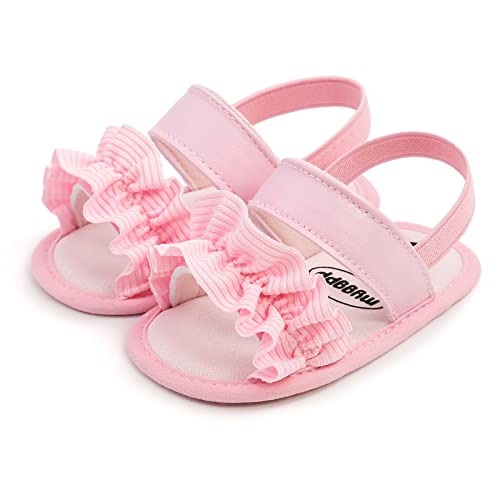 Baby Infant Shoes Boy Girl Sandals First Walkers Crib Shoes Lightweight Soft Sole Flat Shoes Summer (Pink, 6 Toddler)2