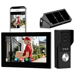 Honmidatek Visiophone Filaire Connecté à 2 Fils, Interphone Vidéo IP WiFi avec 7'' écran Tactile,1080P Sonnette Portier, APP Unlock à Distance,Détection de Mouvement,Lecture, Enregistrement