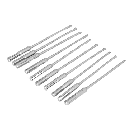 Cocoarm Jeu de 10 Forets à Percussion Rotatifs 40CR Forets à Maçonnerie à Pointe en Carbure d'acier 5 X 160 Mm Conception de Fente en Spirale à 2 Cannelures pour les Utilisateurs de Blocs de Pierre