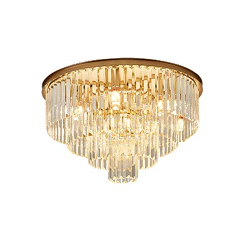 Plafonnier en Cristal K9 à 3 Niveaux Doré Éclairage de Plafond Moderne
