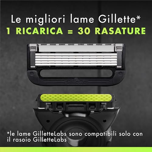 Gillette Labs Lamette Di Ricambio Per Rasoio Barba Manuale, Confezione da 12 Lamette Gillette Labs di Ricambio, Compatibili Con GilletteLabs Con Barra Esfoliante e Heated Razor, Cartucce Rasoio Uomo - Immagine 2