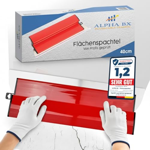 ALPHA BX - Profi Flächenspachtel 40 cm mit Edelstahlklinge & integriertem Tapetenentferner – Z Spachtel -vielseitiges Trockenbauwerkzeug für präzise Wandgestaltung und Bauarbeiten