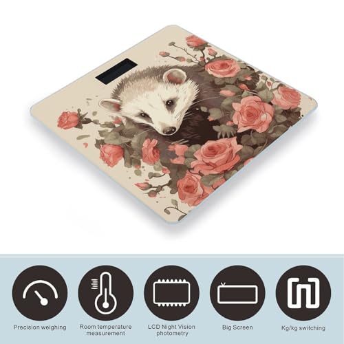 Báscula digital para baño con vidrio templado y pantalla LCD miniatura 3