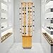 BOPRCSH 144 Pairs Sunglasses Retail Display Rack, 4-Sided Glasses Storage Display Stand with Wheels, Freestanding Sunglass Display Rack Floor-standing Eyeglass Holder for Retail Stores (Wood Color)