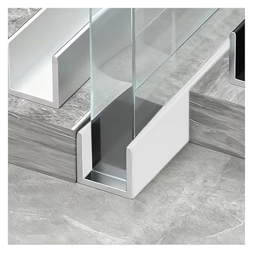 U profundo de aluminio Puerta de ducha Canal en U profundo Para paneles de 6 8 10 12 mm de espesor Aluminio Ranura para mampara de vidrio sin marco(Silver,For 12mm(15/32') Glass)