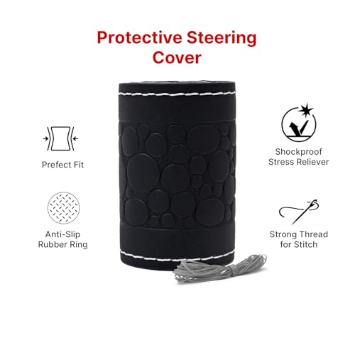 Image of Leather 25CM Universal Fit Car Steering Wheel Cover, Elastic Breathable and Odorless (Silver-3)