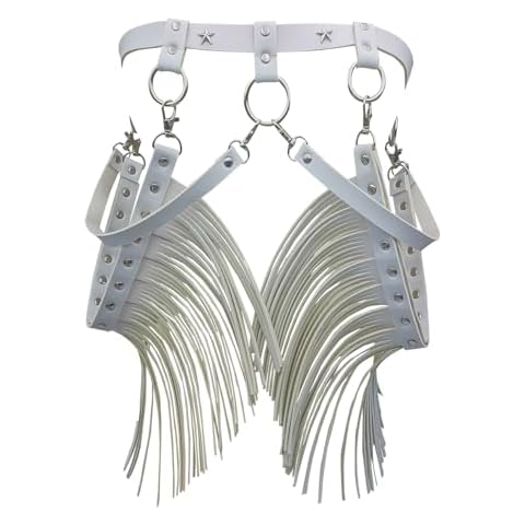 Women Body Harness Garter Punk Leather Waist Belts with Fringe Gothic Leg Tassel Belt for Dress Festival Dance Consume Cover