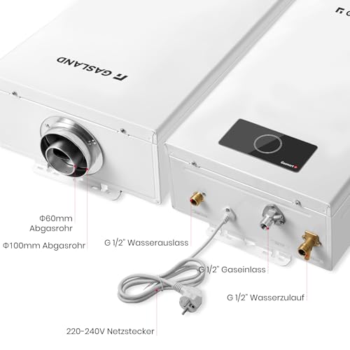 GASLAND Gasmart C 12L Gasdurchlauferhitzer für Haushalte, GS318LP Propan/Butan Durchlauferhitzer,Abgedichteter Gas-Wassererhitzer mit niedrigem NOx-Gehalt für Bad, Küche und Waschküche